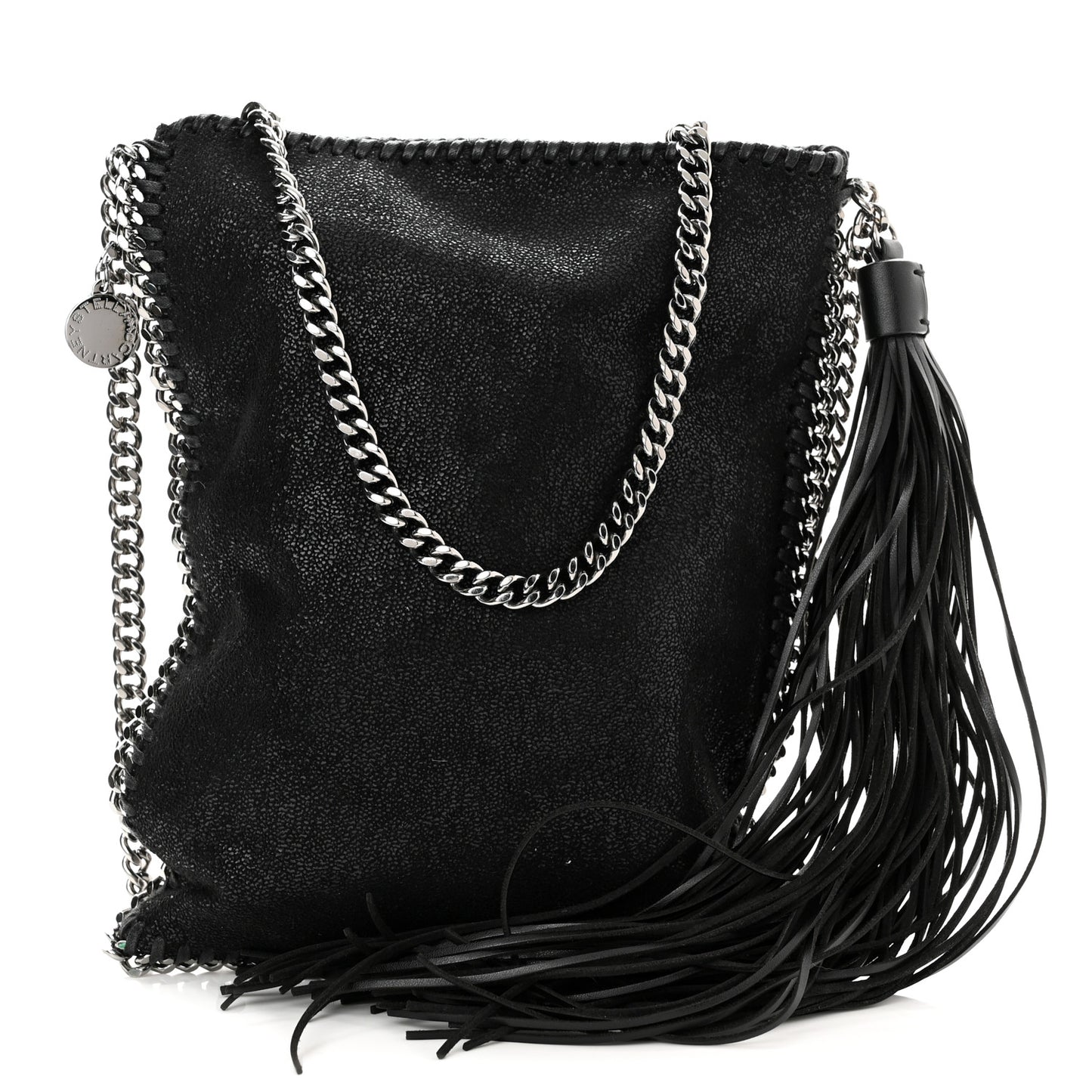 Shaggy Deer Falabella Tassel Flat Crossbody Black