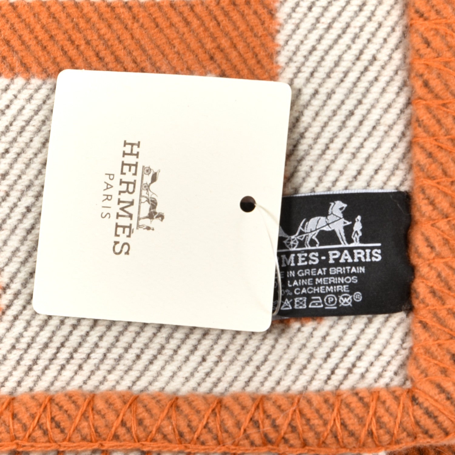 Hermes Wool Cashmere Avalon Blanket Ecru Potiron 3 of 3