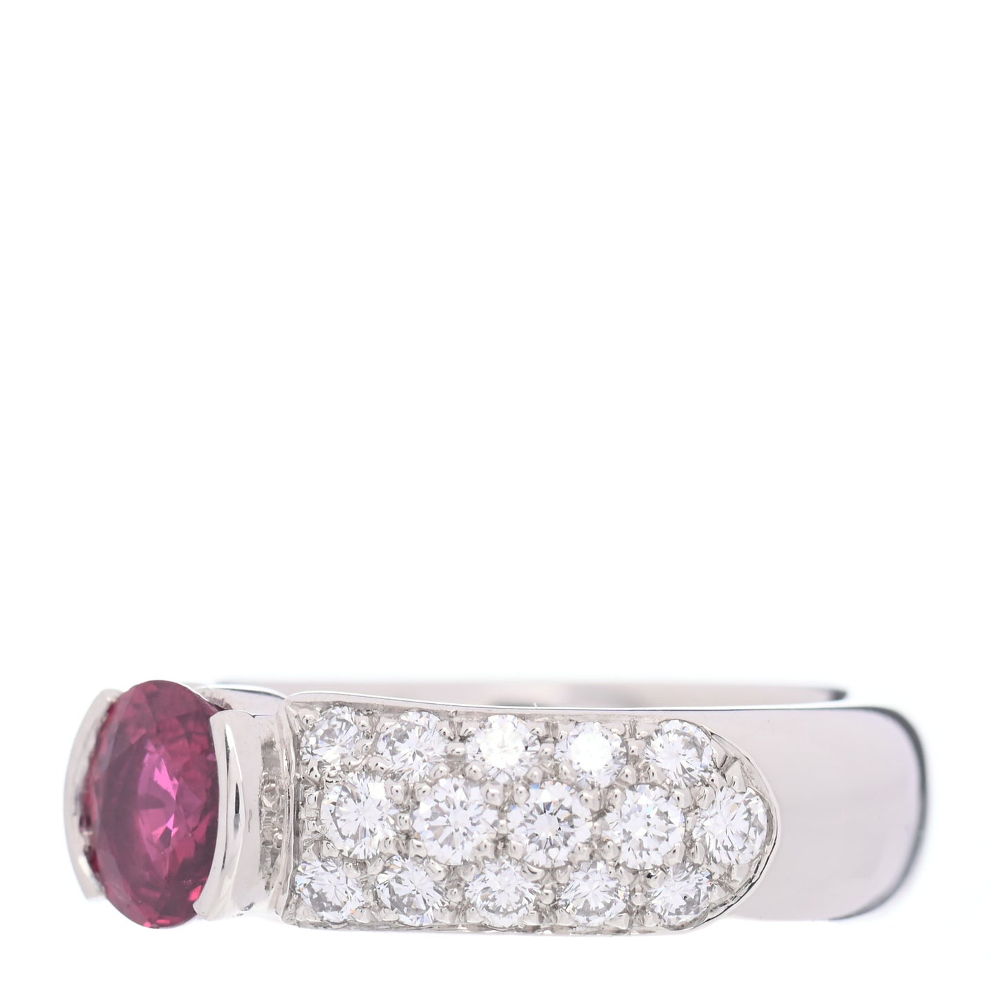 Platinum Diamond Ruby Pave Ring 52 6