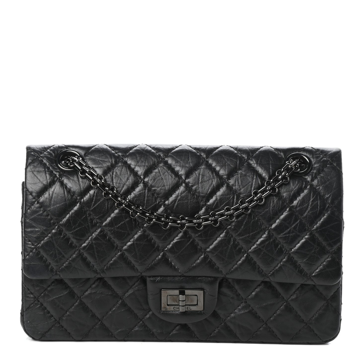 Aged Calfskin Quilted 2.55 Reissue 225 Flap So Black
