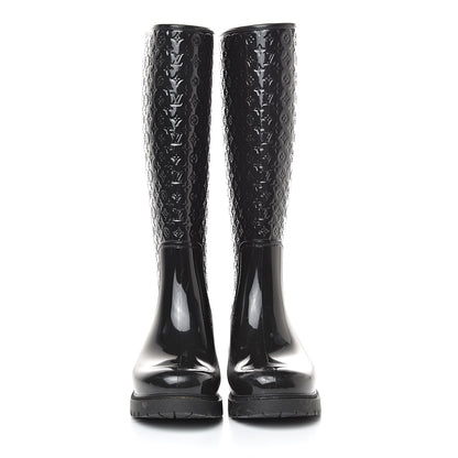 Louis Vuitton Rubber Embossed Monogram Splash Rain Boots 37 Black 2 of 13