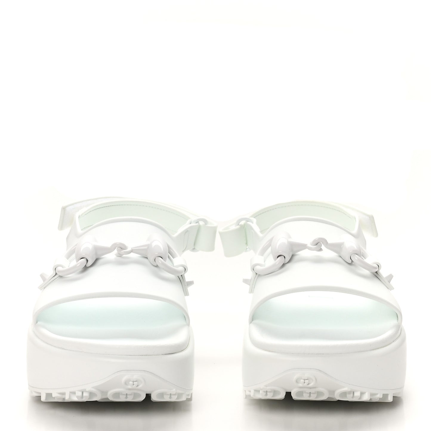 Soft Rubber Horsebit Touch Womens Strapped Sandals 37 Great White