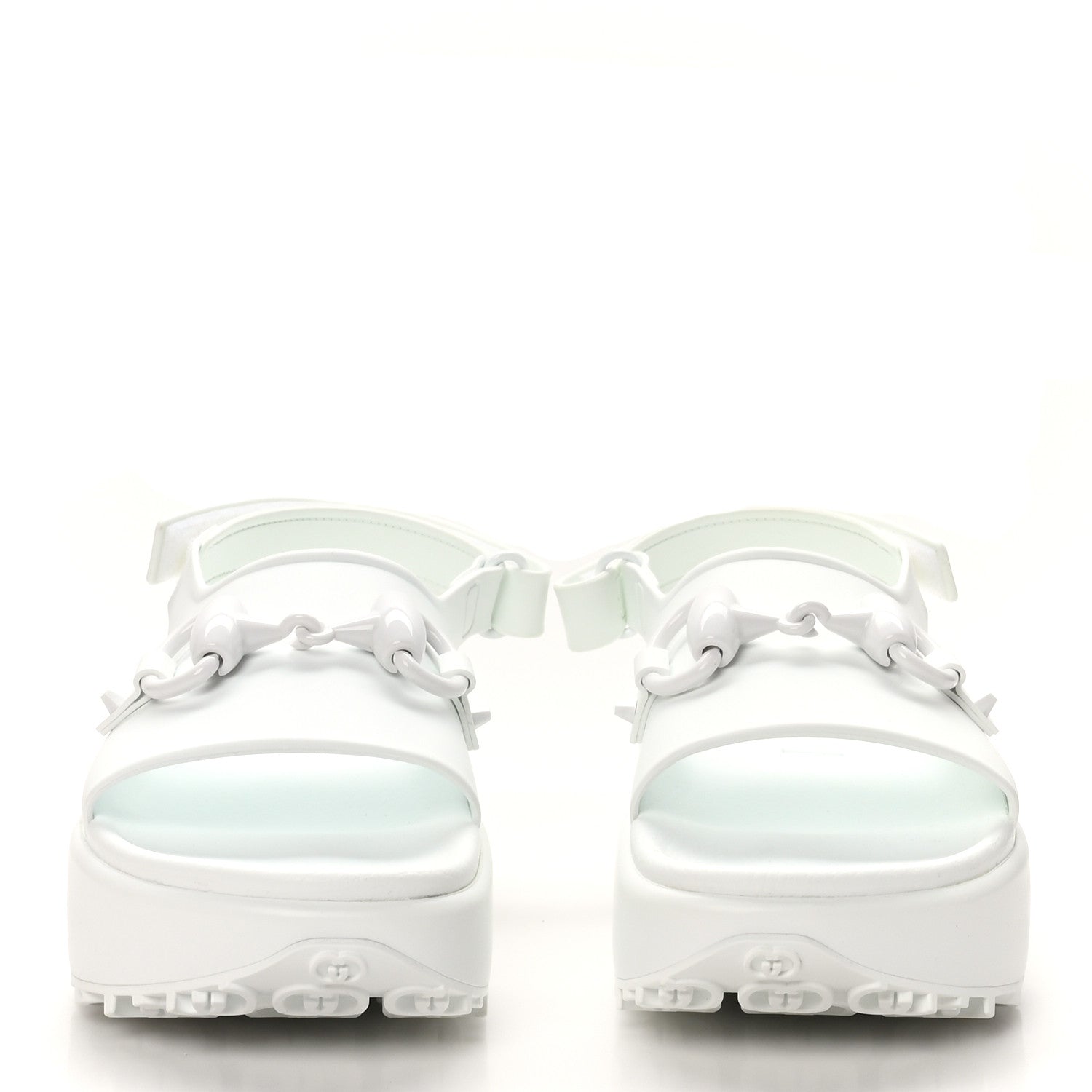 Gucci Soft Rubber Horsebit Touch Womens Strapped Sandals 37 Great White 3 of 8