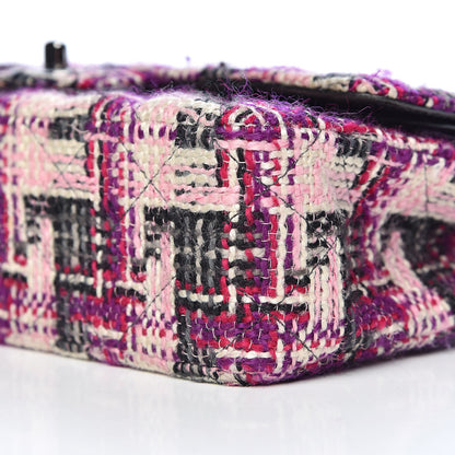 Chanel Tweed Quilted Medium Double Flap Pink Black 12 of 13