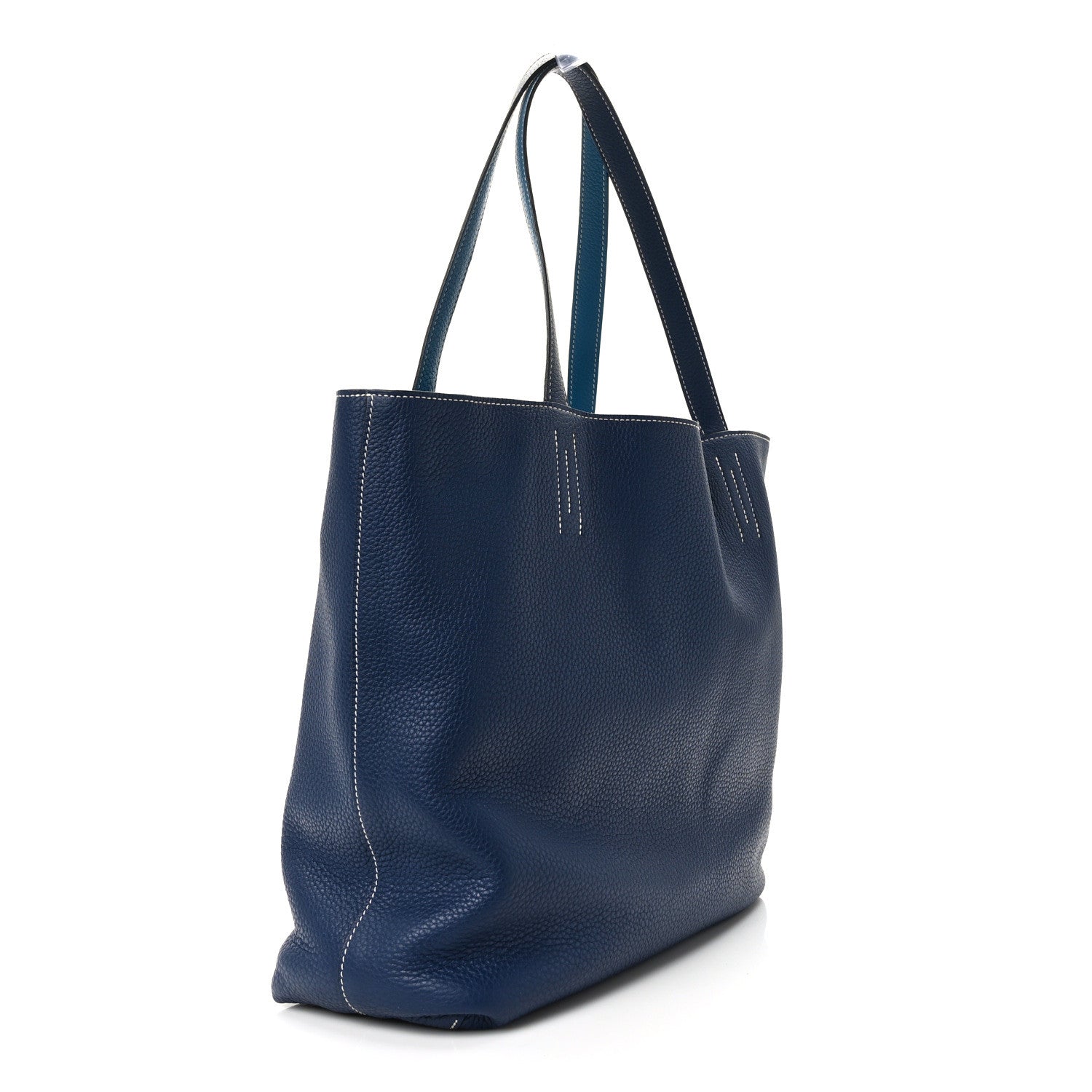 Hermes Taurillon Clemence Double Sens 36 Reversible Tote Deep Bleu Vert Bosphere 4 of 17