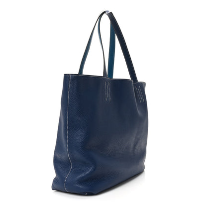 Hermes Taurillon Clemence Double Sens 36 Reversible Tote Deep Bleu Vert Bosphere 4 of 17