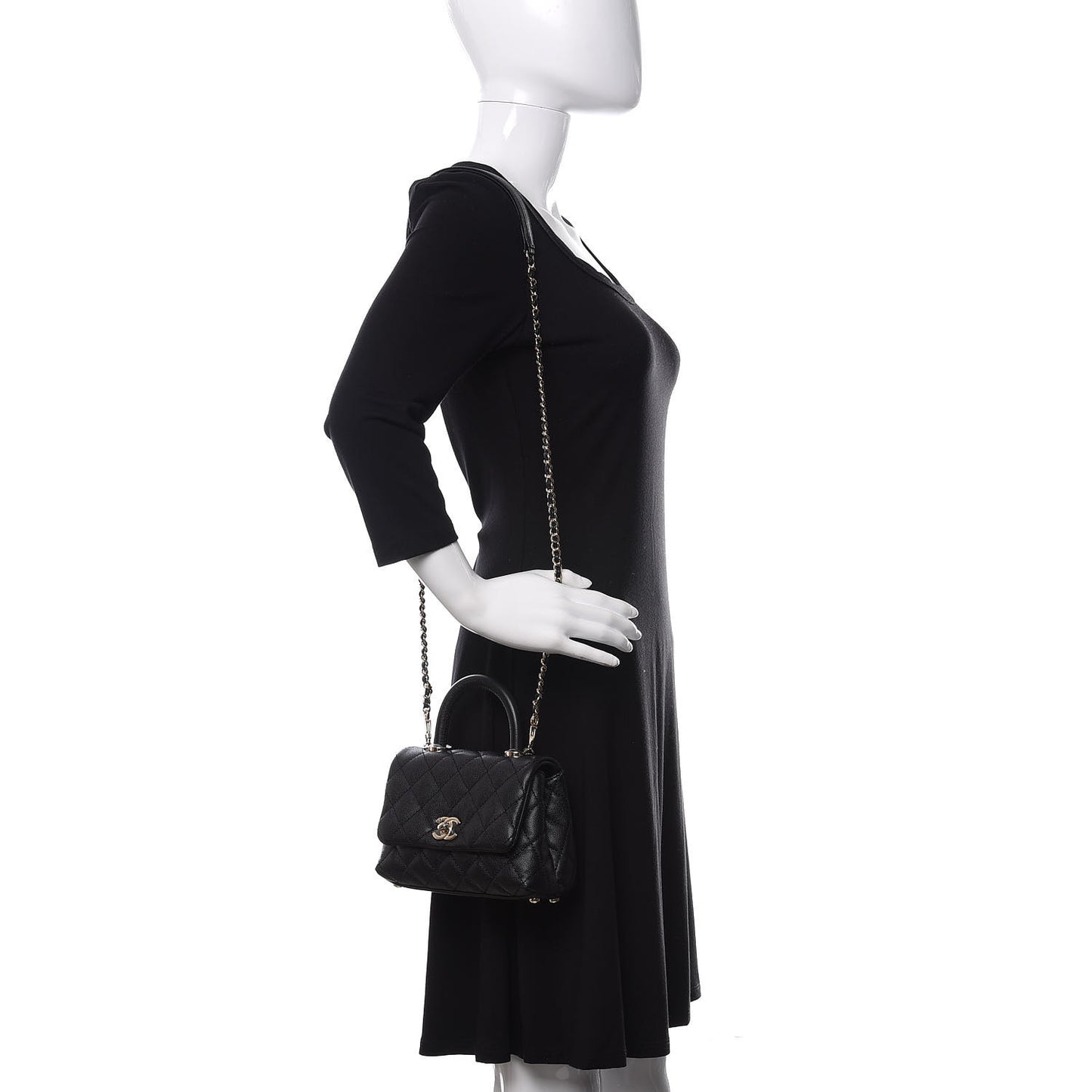 Caviar Quilted Extra Mini Coco Handle Flap Black