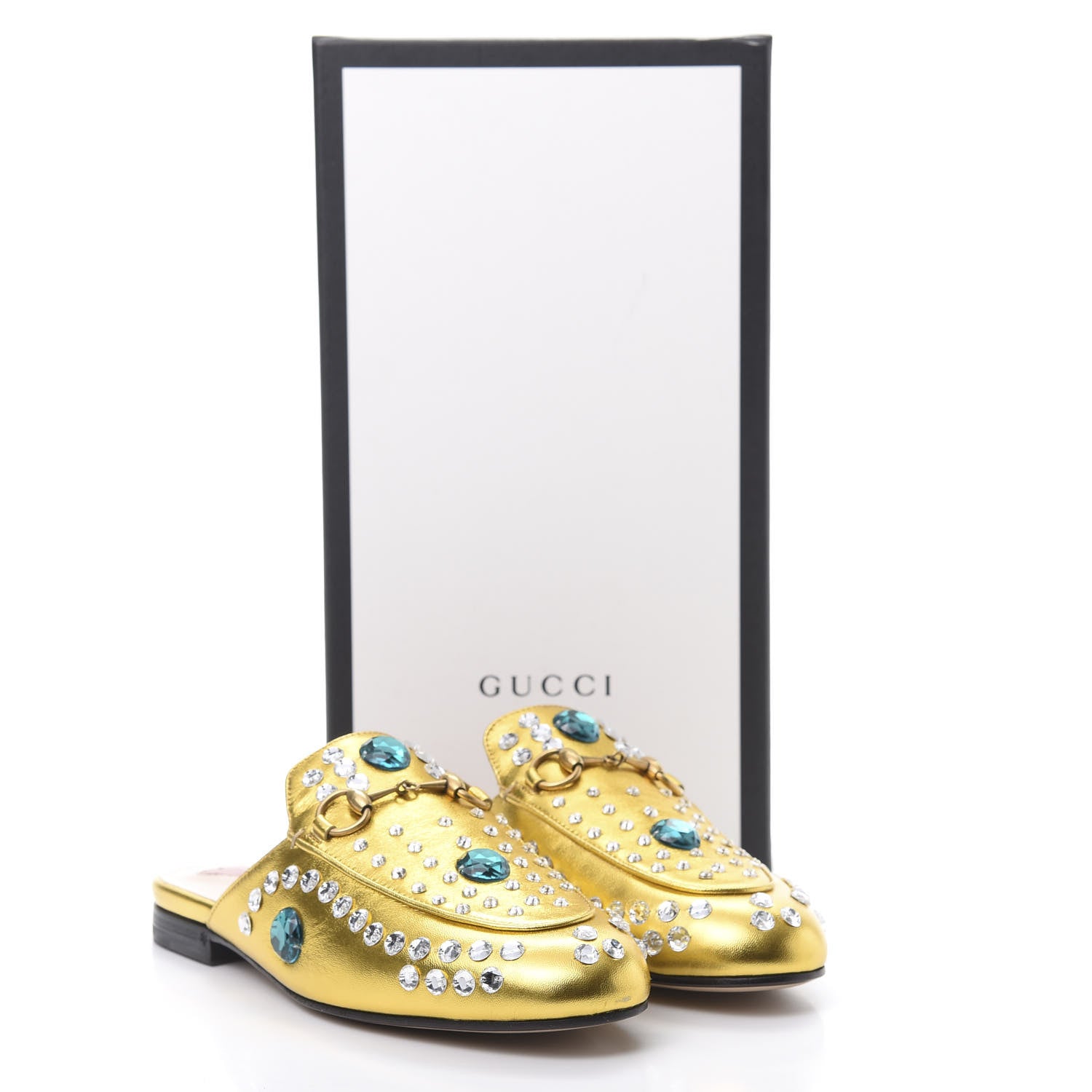 Gucci Metallic Nappa Crystal Womens Princetown Slippers 36.5 Gold 8 of 8