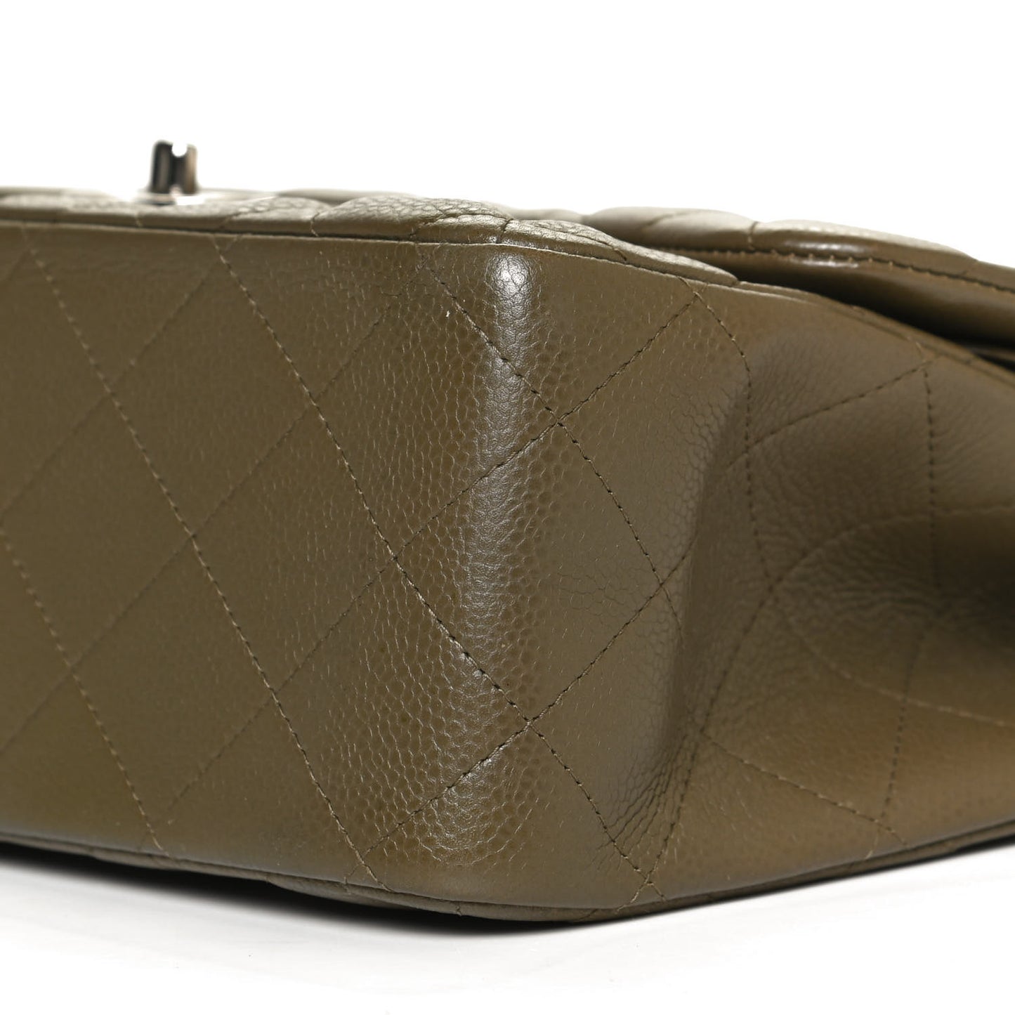 Caviar Quilted Jumbo Double Flap Dark Green