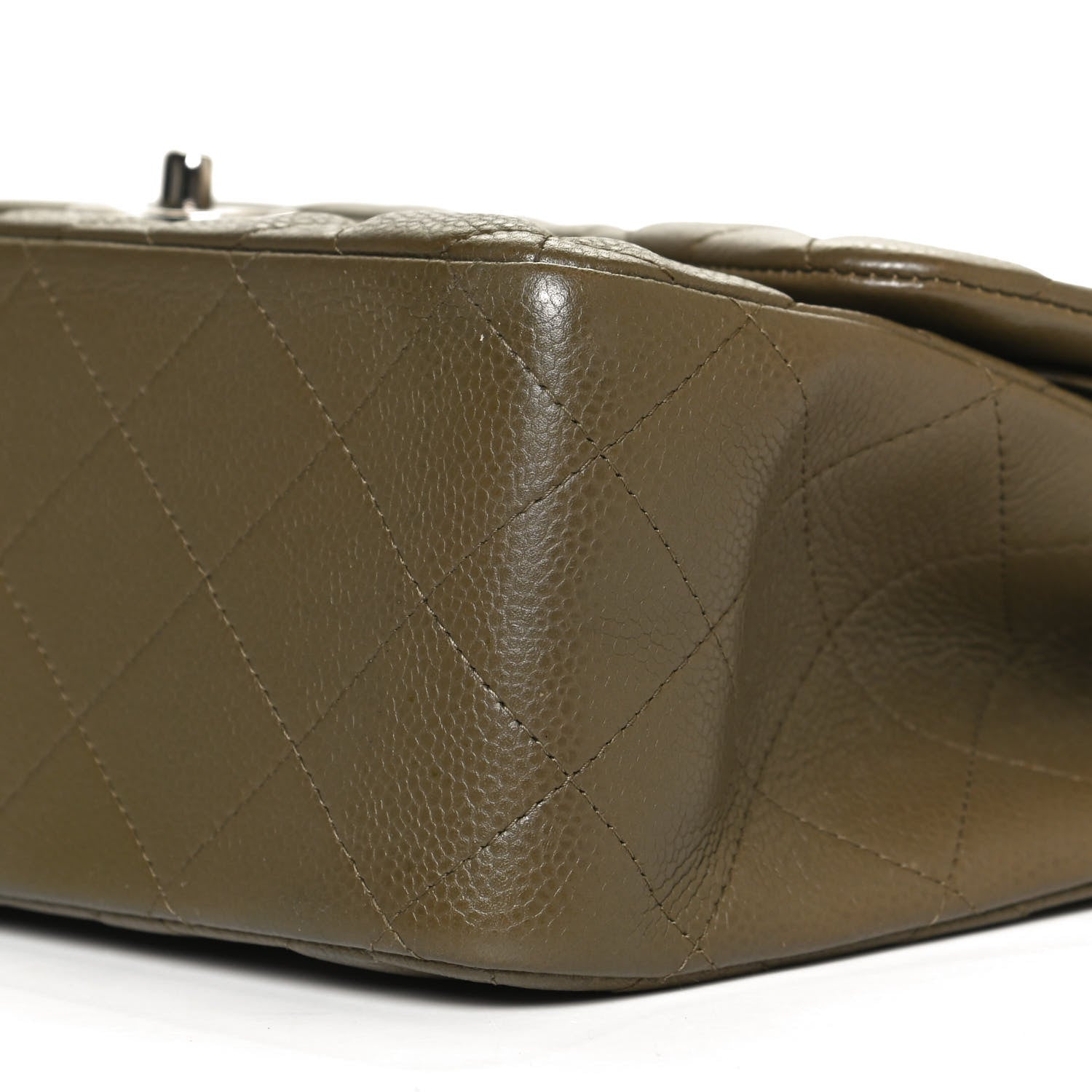 Chanel Caviar Quilted Jumbo Double Flap Dark Green 10 of 10