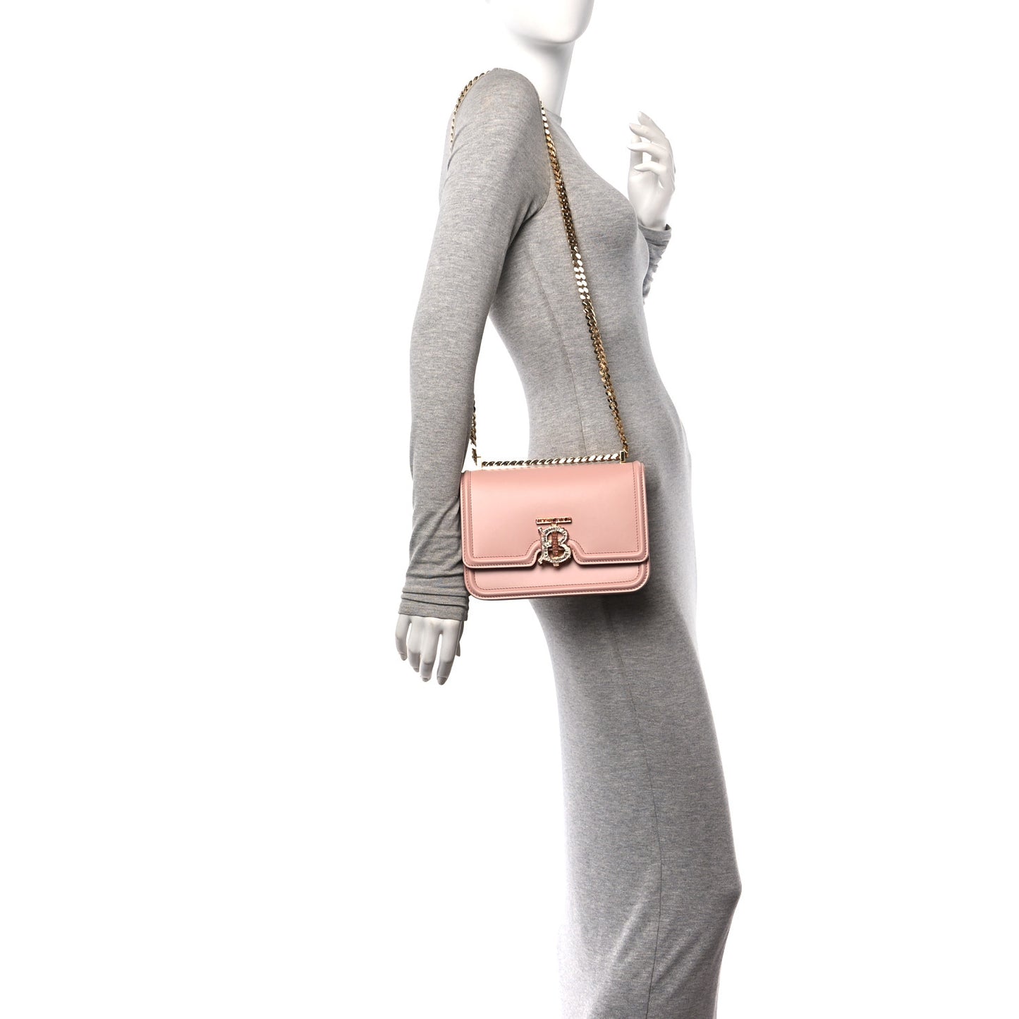 Calfskin Crystal Mini TB Bag Dusky Dusky Pink