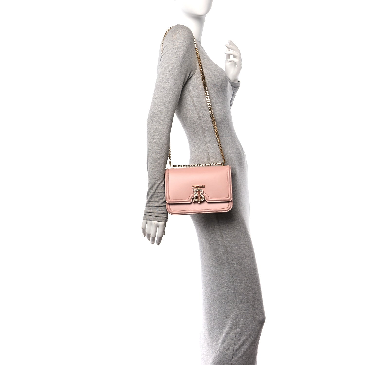 Burberry Calfskin Crystal Mini TB Bag Dusky Dusky Pink 2 of 13