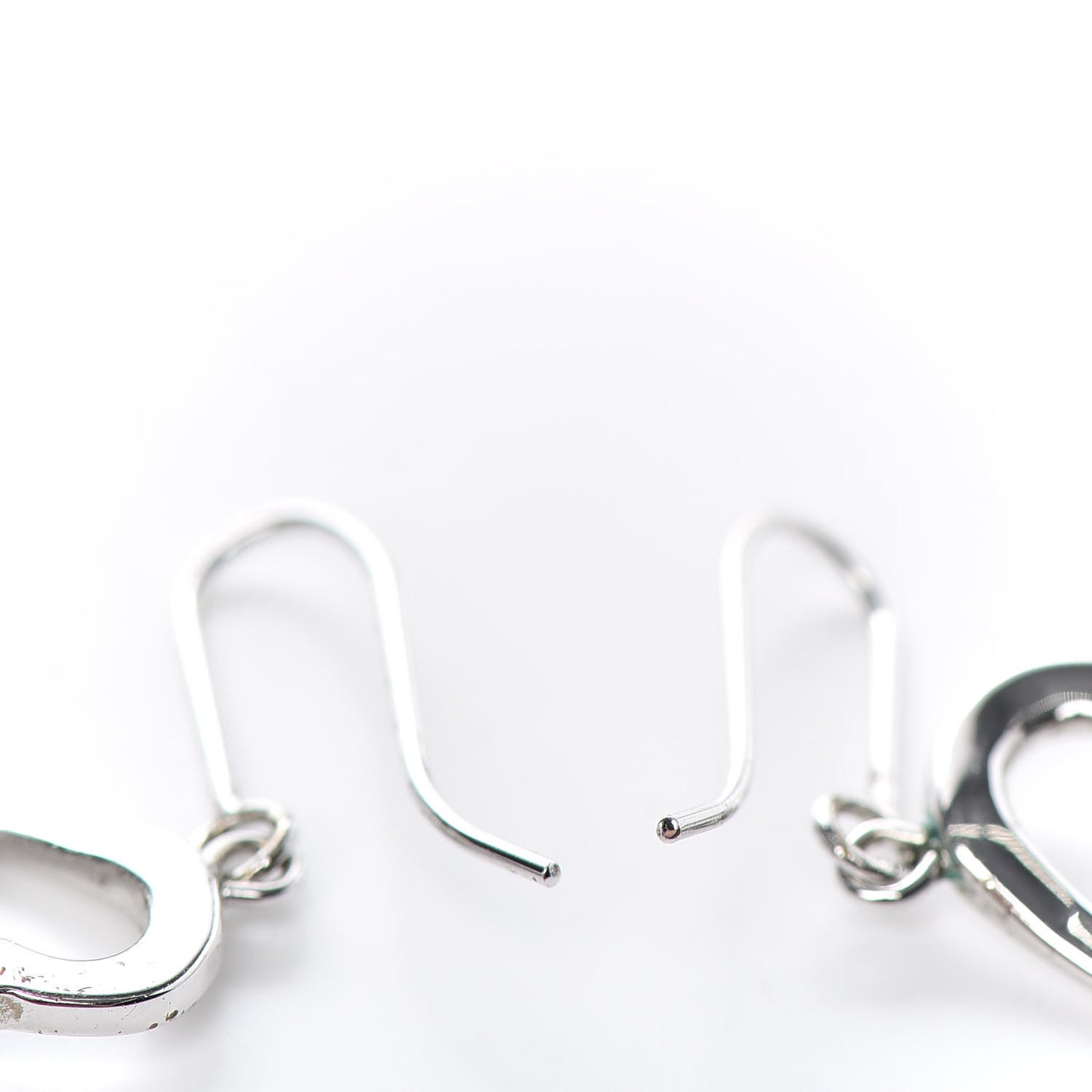 Crystal Heart Hoop Earrings Silver
