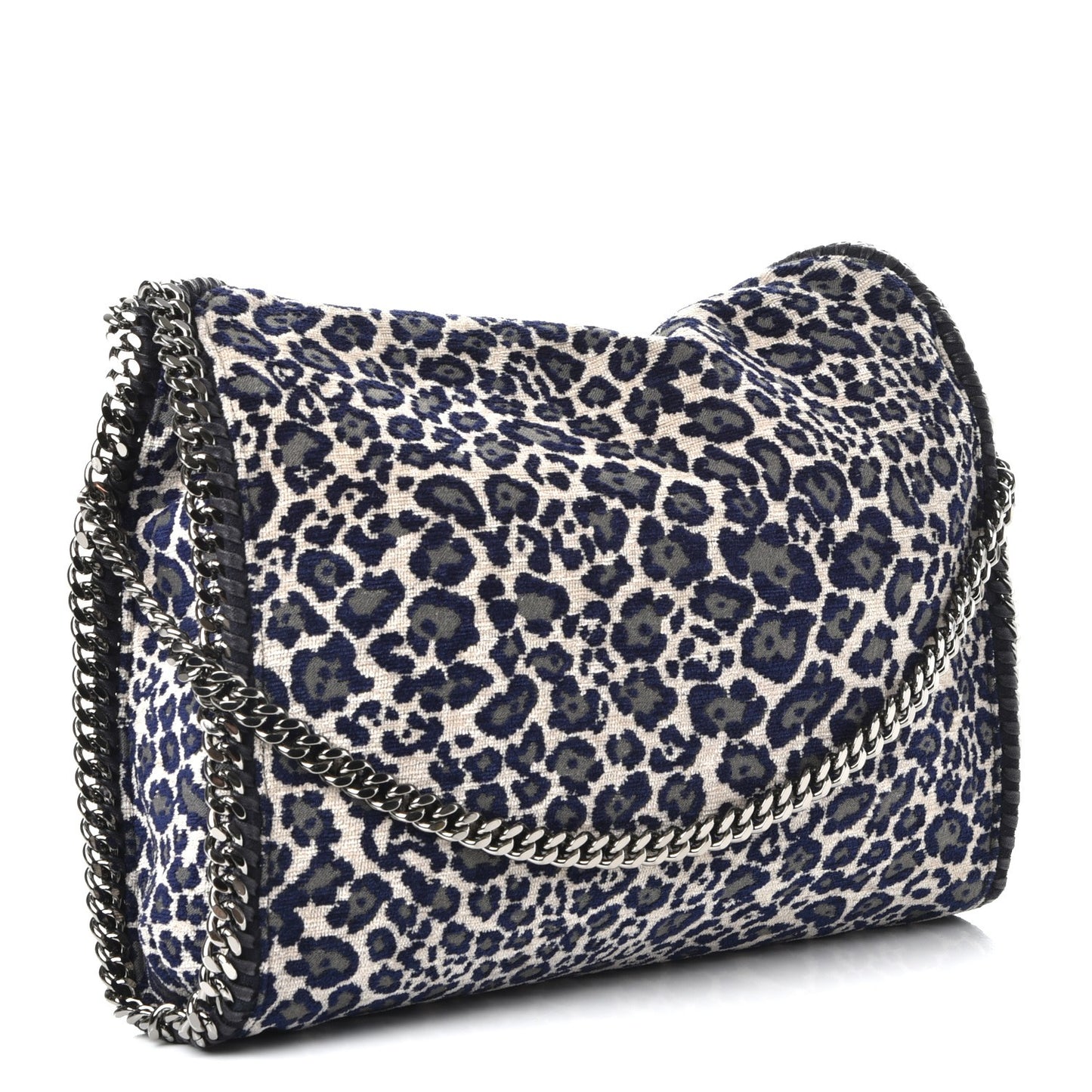 Cotton Canvas Leopard Small Falabella Fold Over Tote Grey