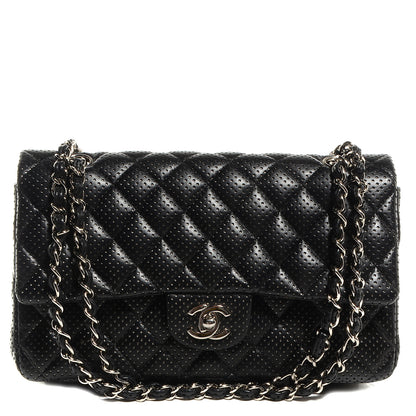 Chanel Lambskin Perforated Medium Double Flap Black 1 of 8