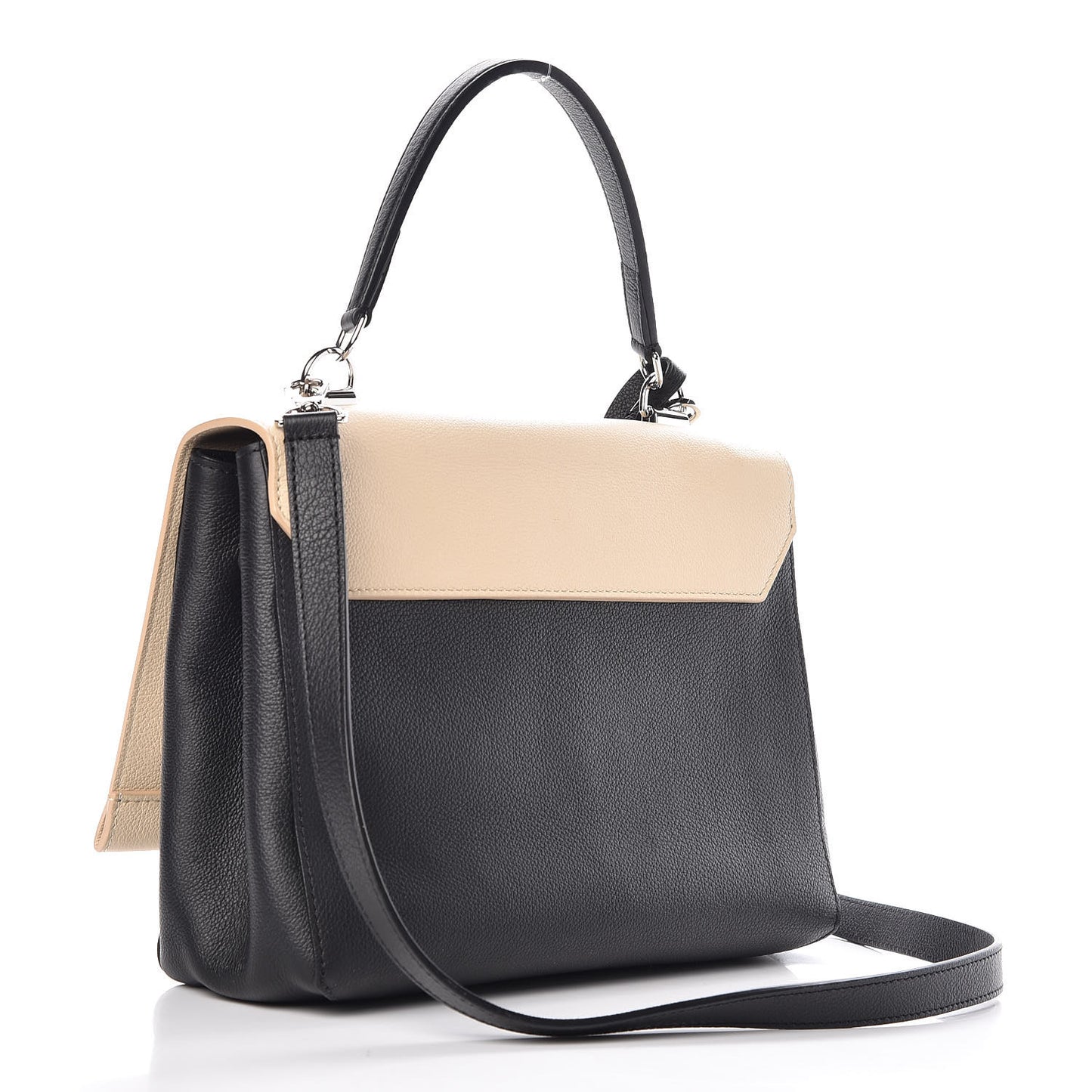 Soft Calfskin Lockme II Top Handle Vanille Black