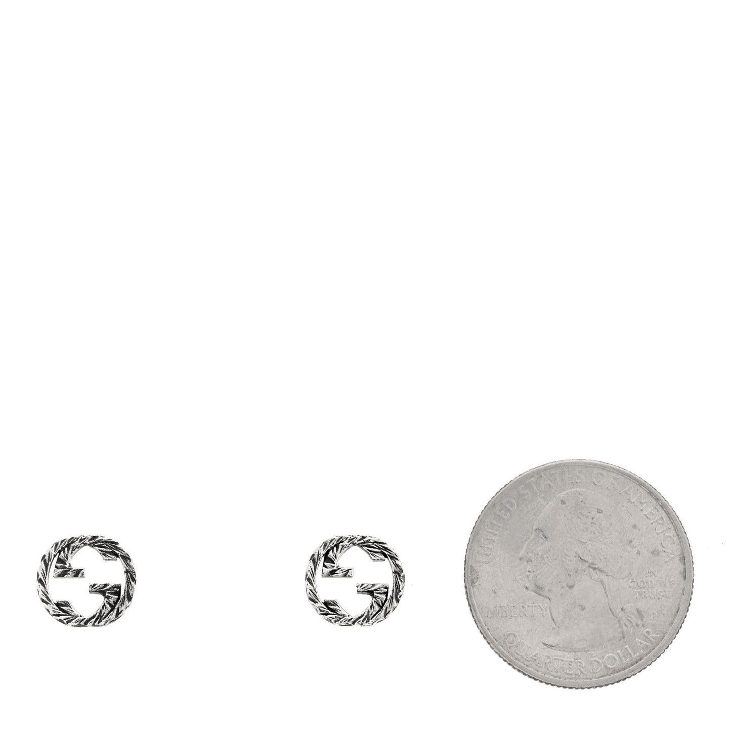 Sterling Silver Textured Interlocking G Stud Earrings