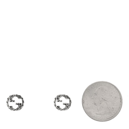 Gucci Sterling Silver Textured Interlocking G Stud Earrings 2 of 4
