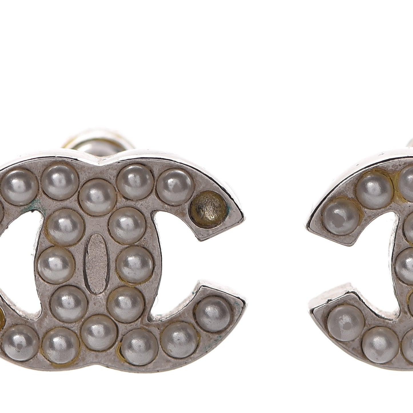 Pearl CC Earrings Silver