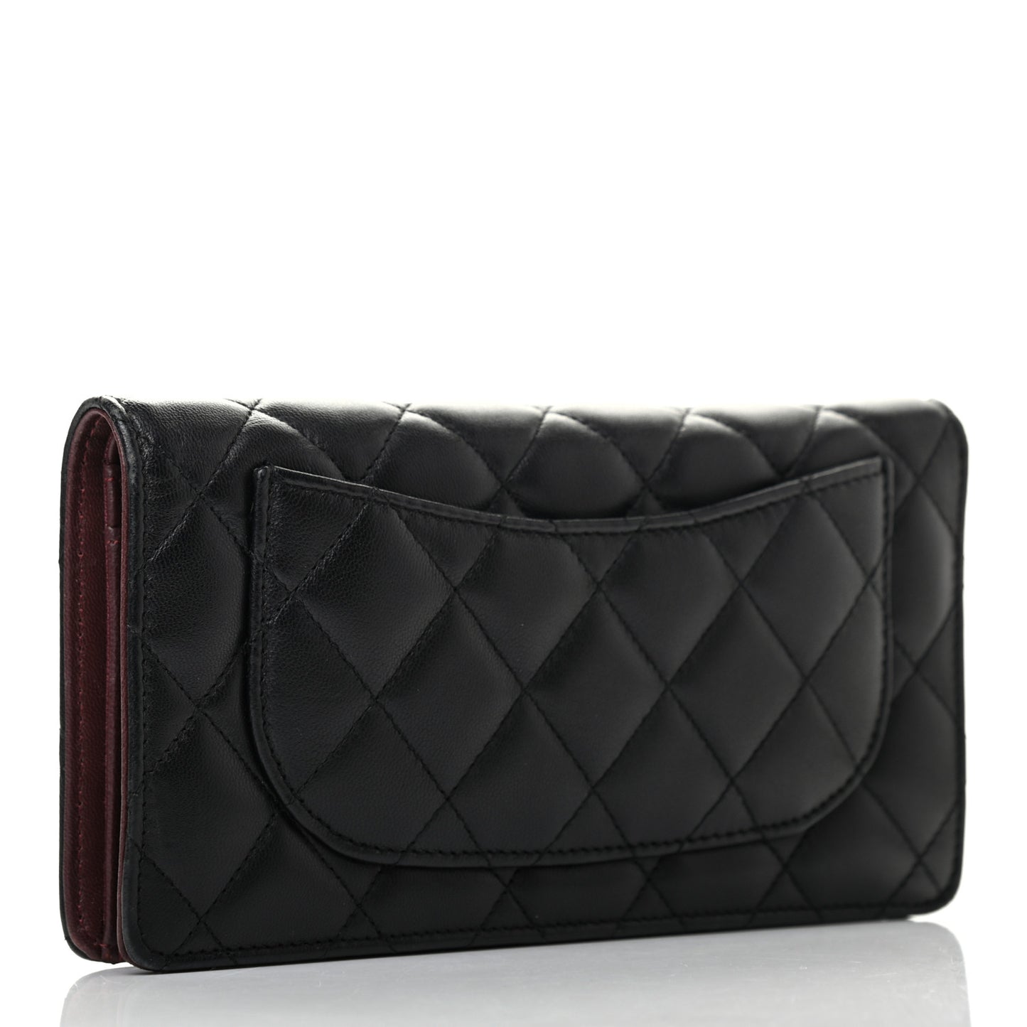 Lambskin Quilted Yen Wallet Black