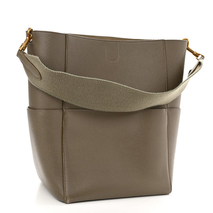 Celine Soft Grained Calfskin Sangle Bucket Bag Taupe 3 of 17