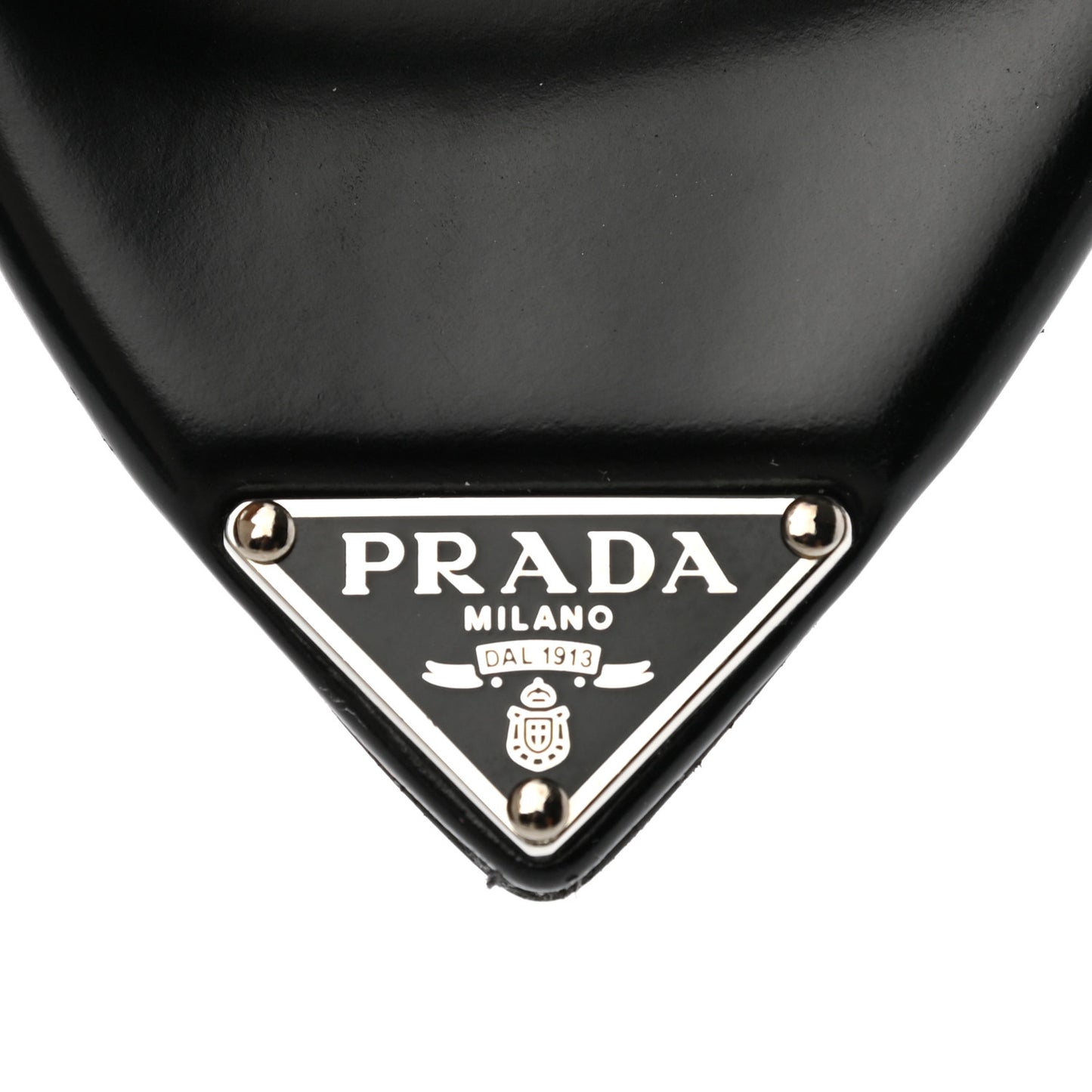 Plexiglass Calfskin Metal Triangle Logo 75mm Slide Sandals 37 Black