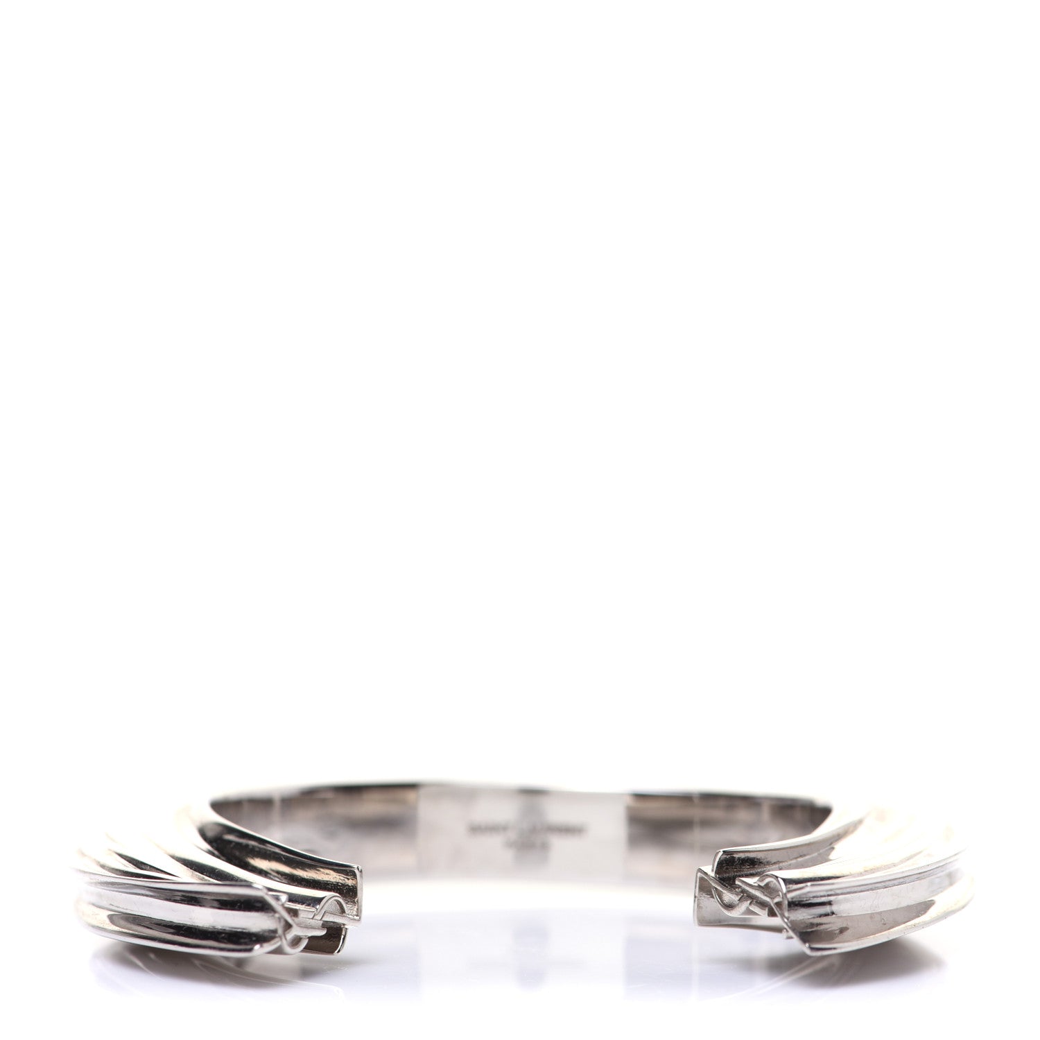 Saint Laurent Silvertone Plate Opyum Cuff Bracelet Silver 4 of 7