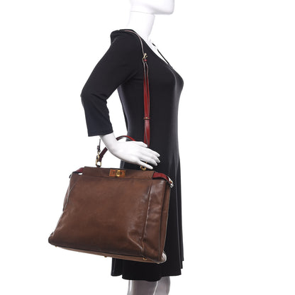 Fendi Buffalo Vitello Large Peekaboo Iconic Satchel Moro Granada 2 of 12