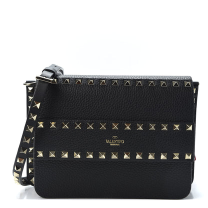 Valentino Garavani Pebbled Calfskin Rockstud Side Slip Crossbody Black 1 of 8