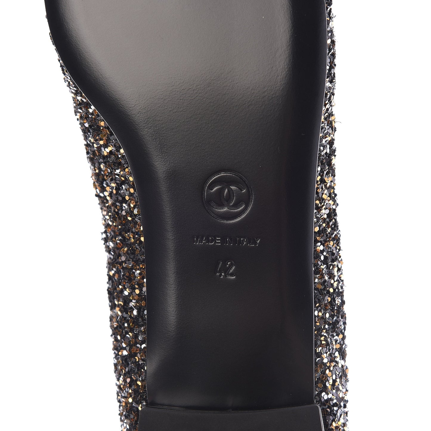 Glitter Fabric Patent Calfskin Mocassin Loafers 42 Black Bronze