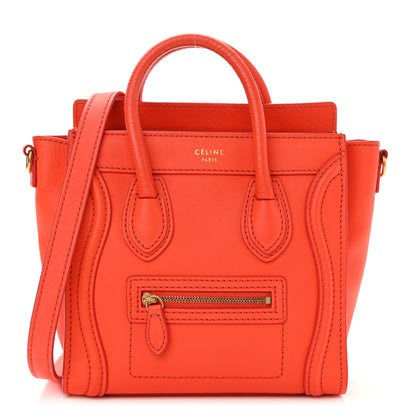 Celine Smooth Calfskin Nano Luggage Vermillion 1 of 7