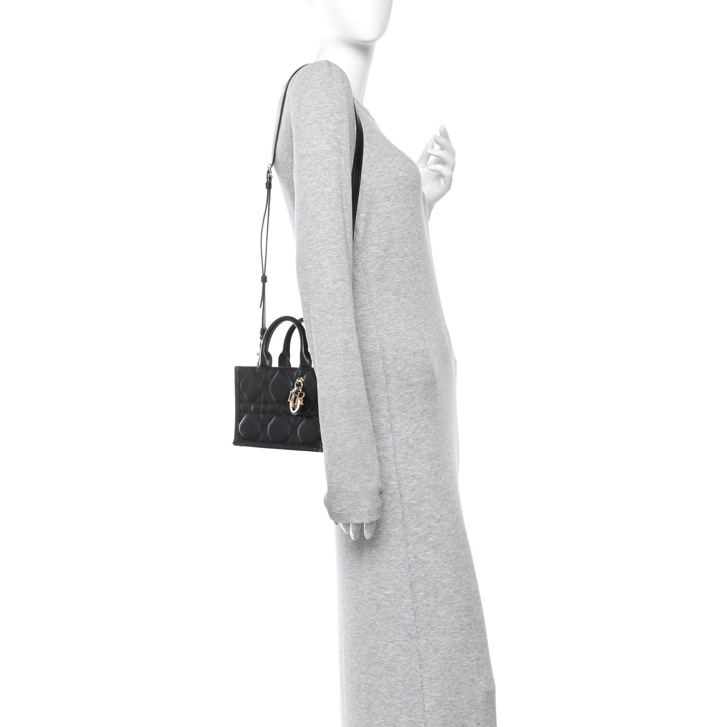 Calfskin Macrocannage Mini Book Tote Black