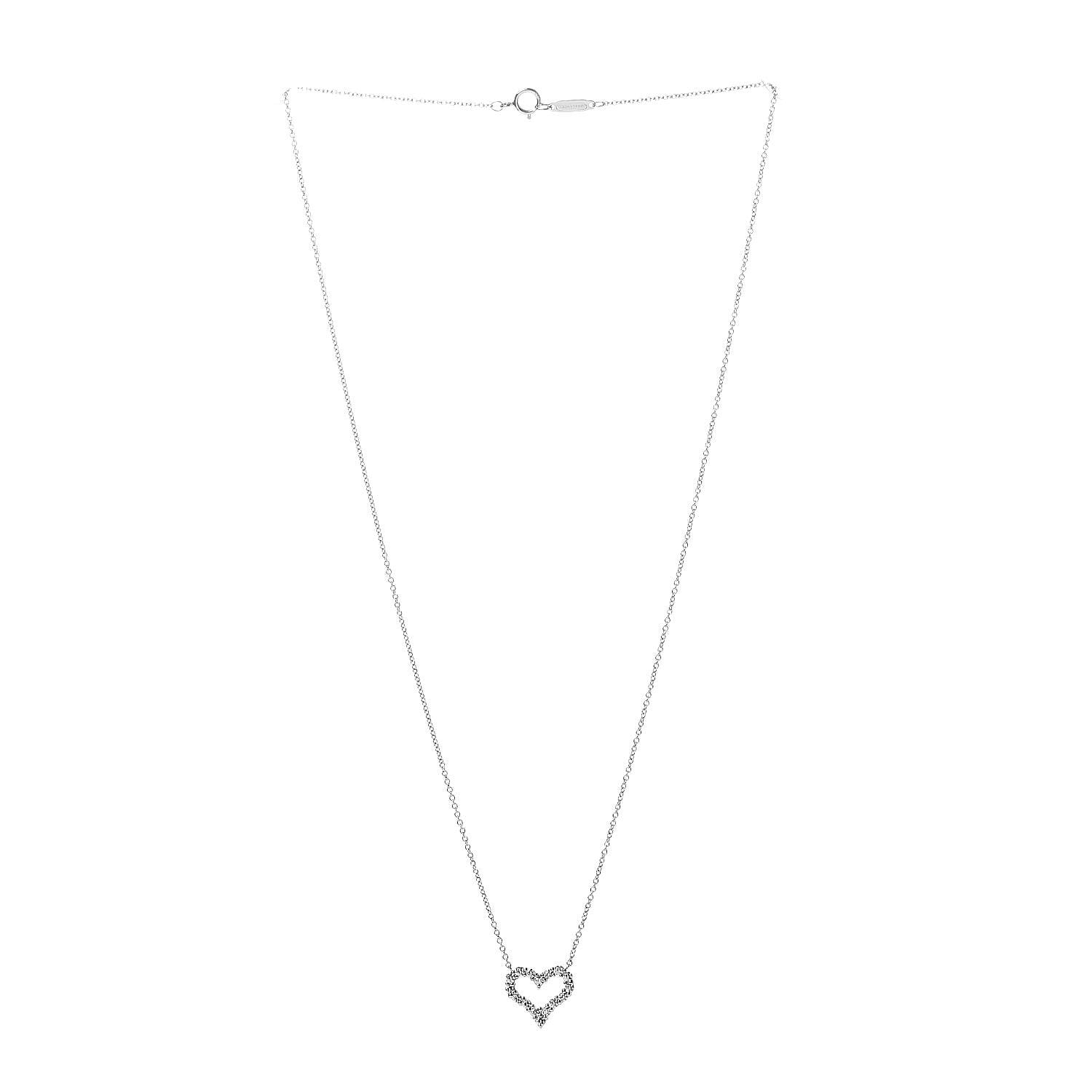 Tiffany Platinum Diamond Mini Heart Pendant Necklace 3 of 8