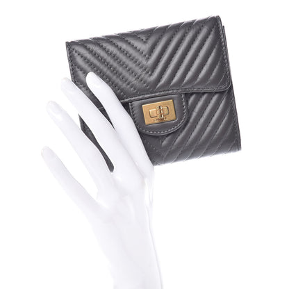 Chanel Aged Calfskin Chevron Reissue Compact Wallet Grey 2 of 9