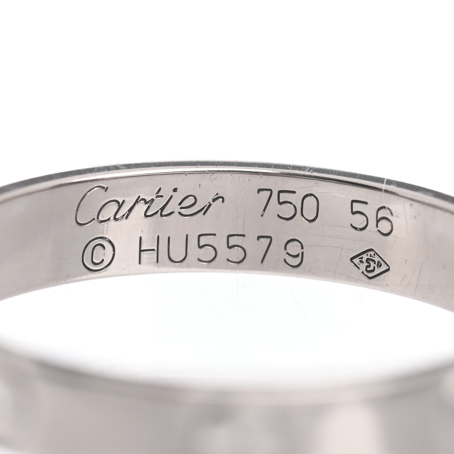 18K White Gold 3.5mm LOVE Wedding Band Ring 56 7.5
