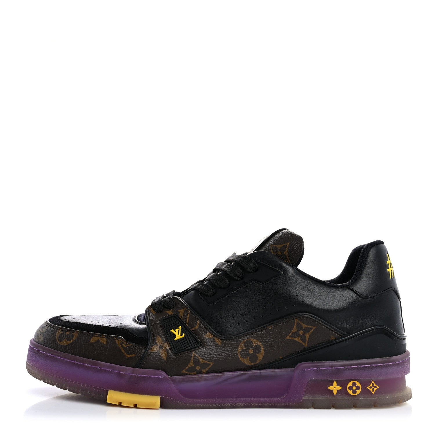 Louis Vuitton Monogram Calfskin Mens LV Trainer Sneaker 9 Black Purple 1 of 10