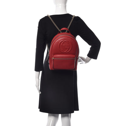 Gucci Pebbled Calfskin Soho Chain Backpack Red 2 of 8
