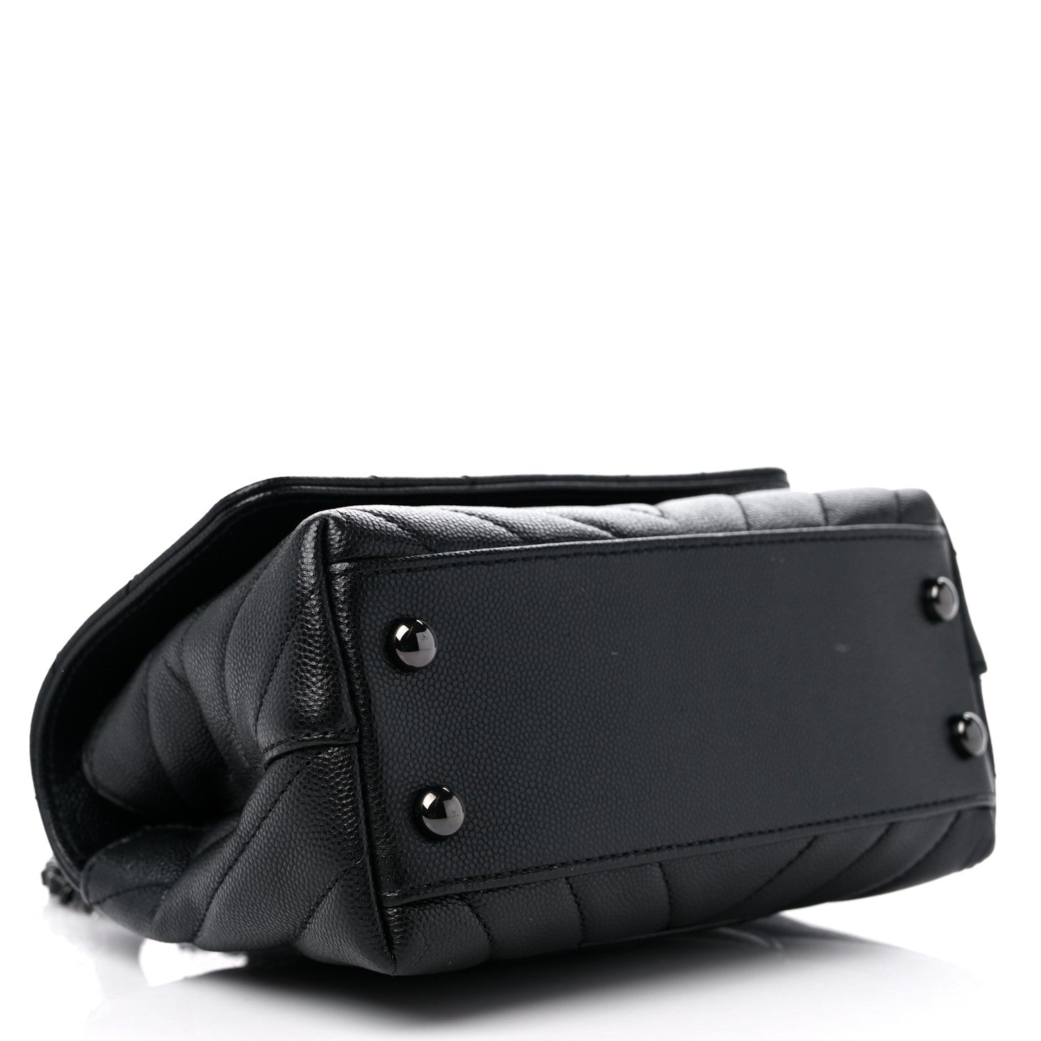Chanel Caviar Chevron Quilted Extra Mini Coco Handle Flap So Black 3 of 9