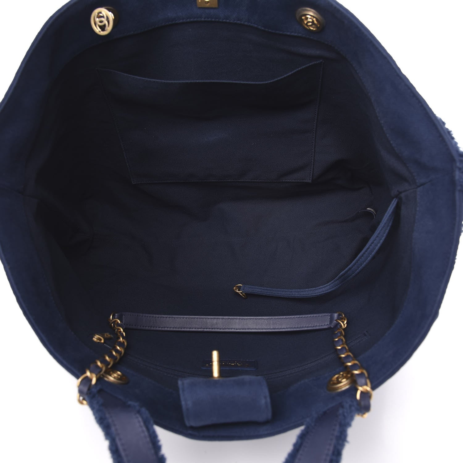 Chanel Denim Chevron Coco Tote Navy 4 of 9