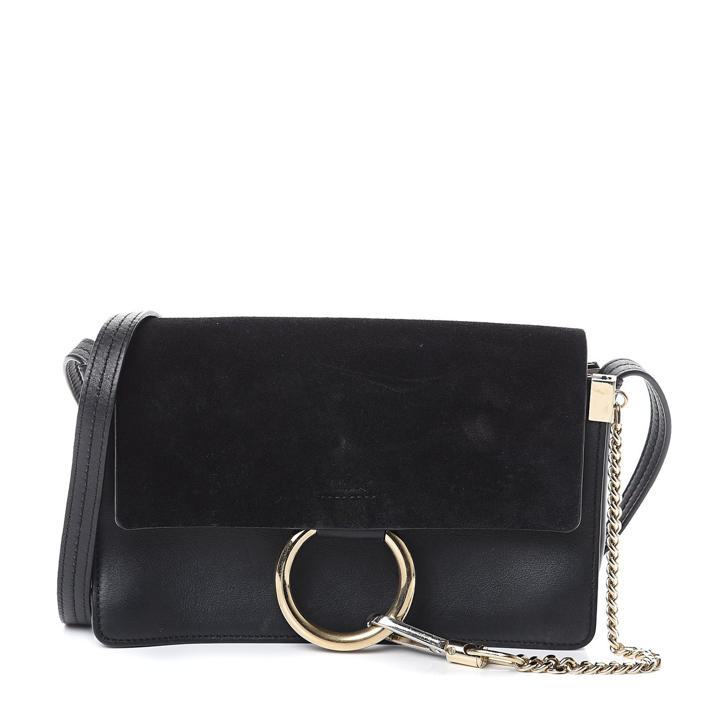 Suede Calfskin Small Faye Shoulder Bag Black
