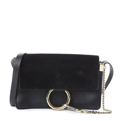 Chloe Suede Calfskin Small Faye Shoulder Bag Black 1 of 7