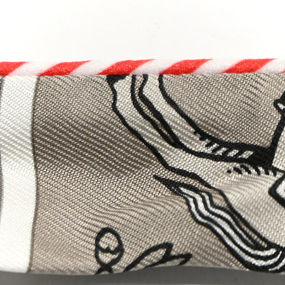 Hermes Silk Candy Doll Hermes-Paris Station Twilly Gris Cendre Orange Black 5 of 6