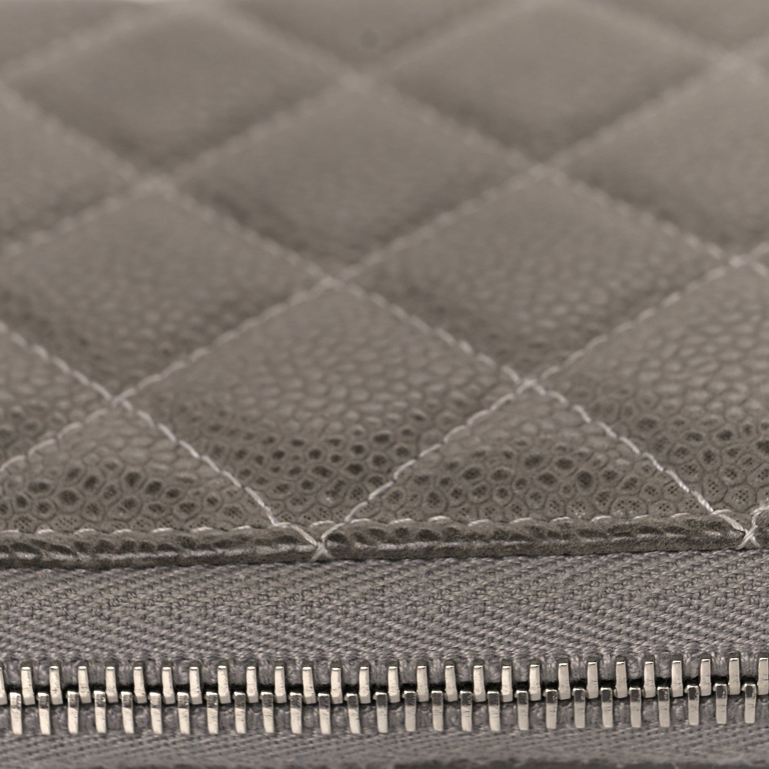 Chanel Caviar Quilted Large Gusset Zip Around Wallet Grey 14 of 15