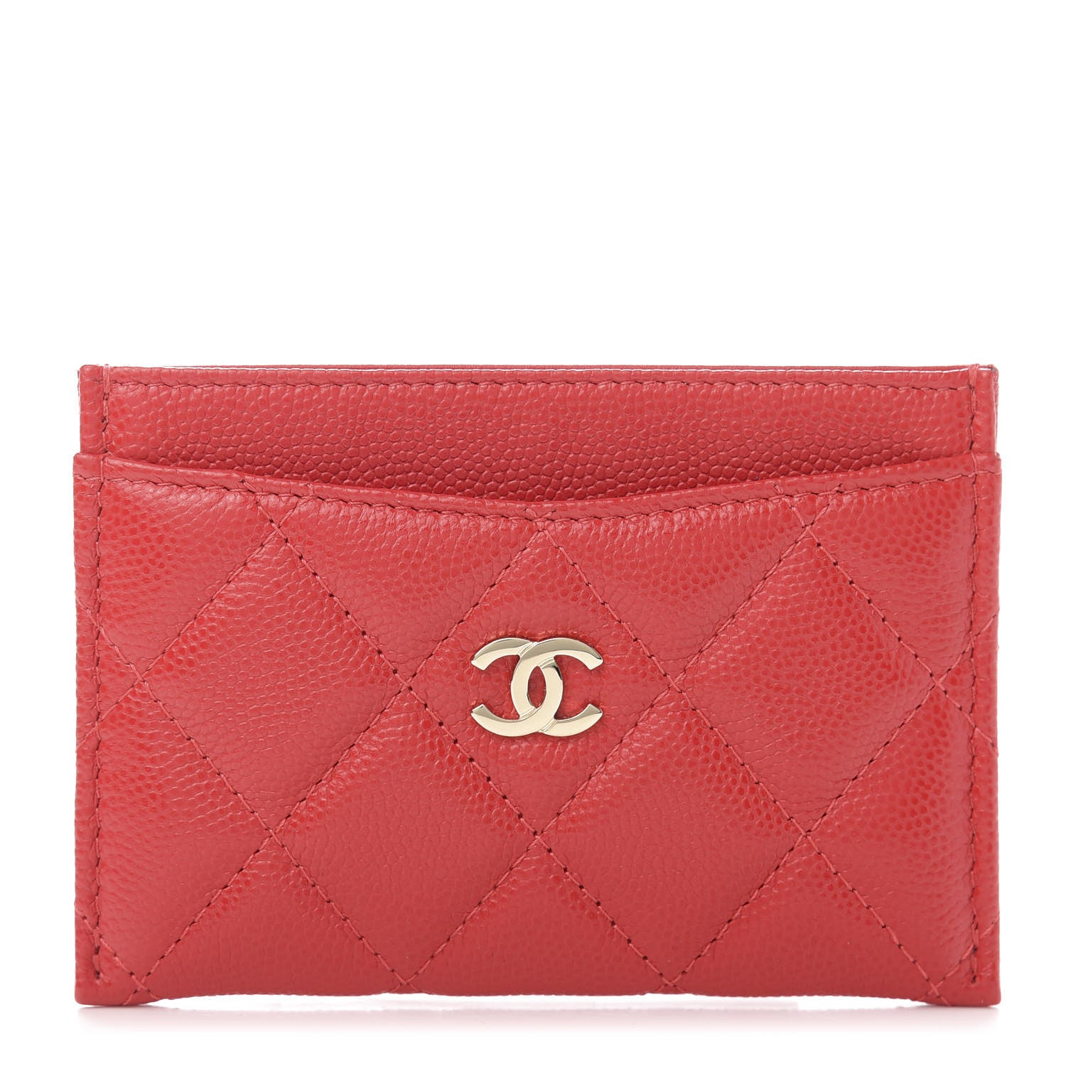 Chanel Caviar Quilted Card Holder Red 1 of 11