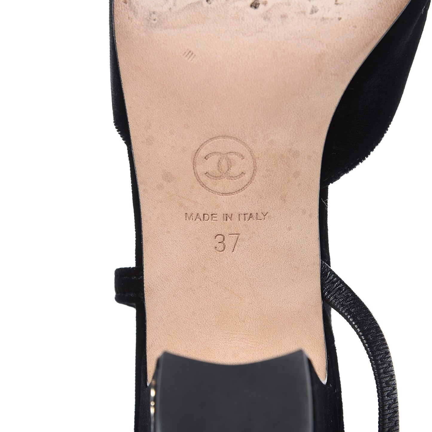 Velvet Grosgrain Cap Toe CC Slingback Pumps 37 Black