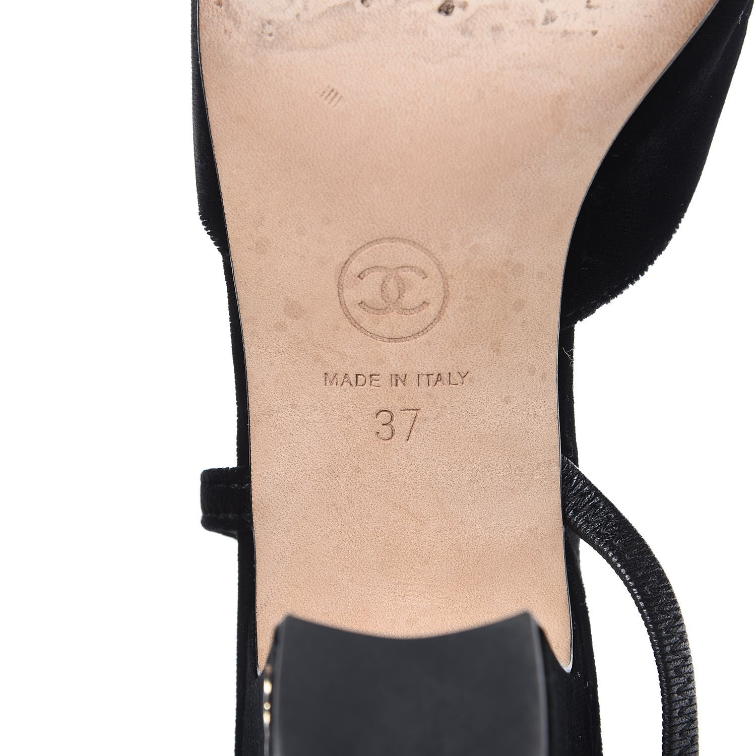 Chanel Velvet Grosgrain Cap Toe CC Slingback Pumps 37 Black 6 of 10