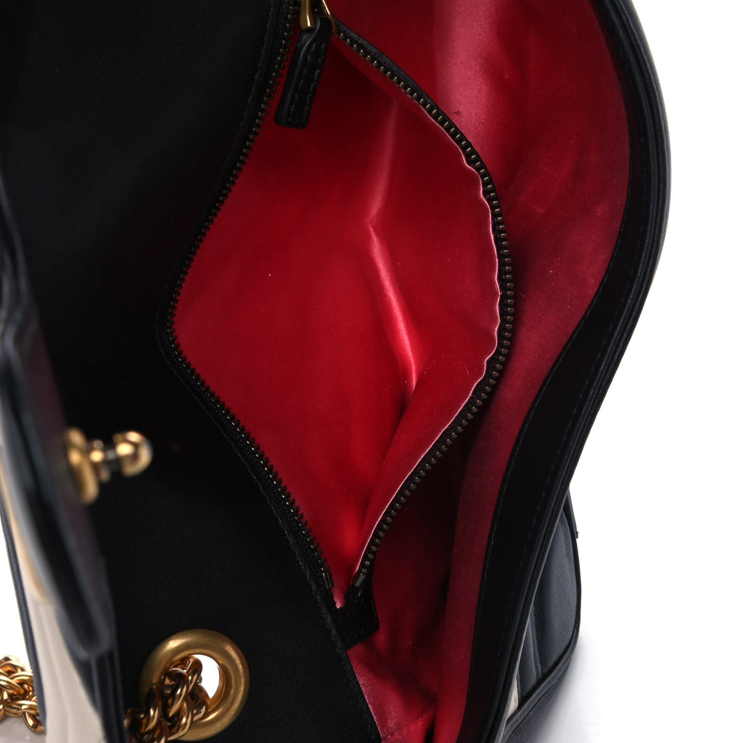 Calfskin Matelasse Small GG Marmont Shoulder Bag Black White