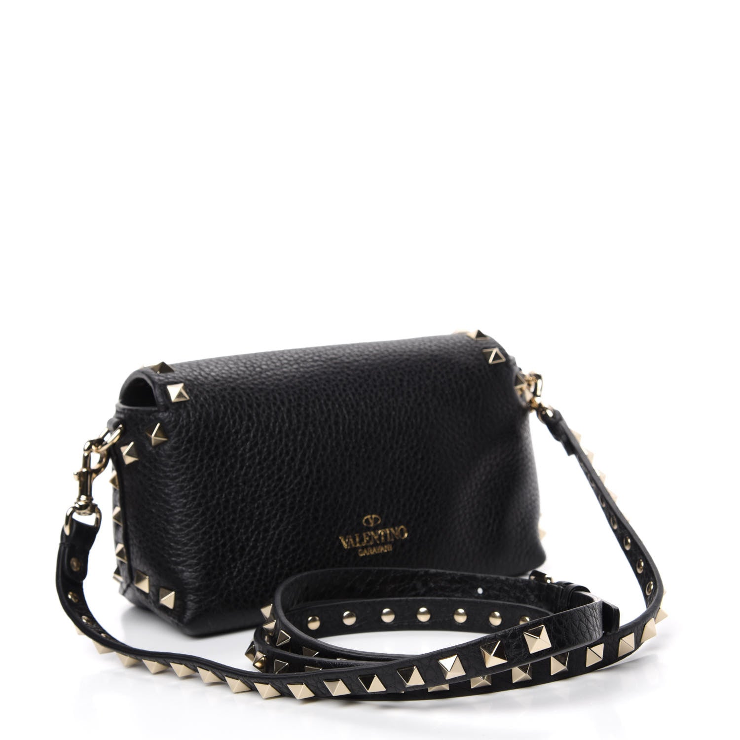 Valentino Garavani Pebbled Calfskin Mini Rockstud Crossbody Bag Black 3 of 9
