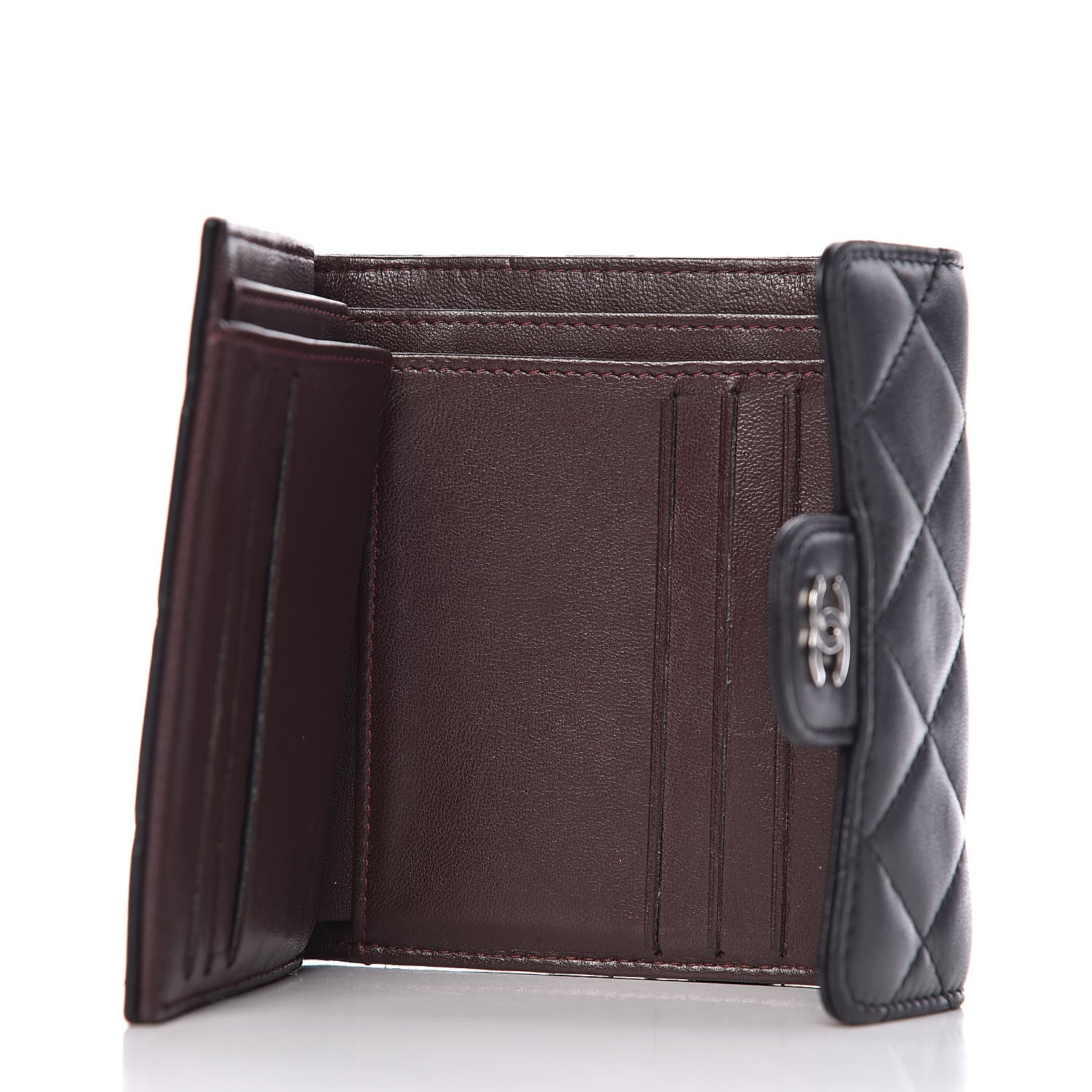 Chanel Lambskin Quilted Small Compact Wallet Black 5 of 8