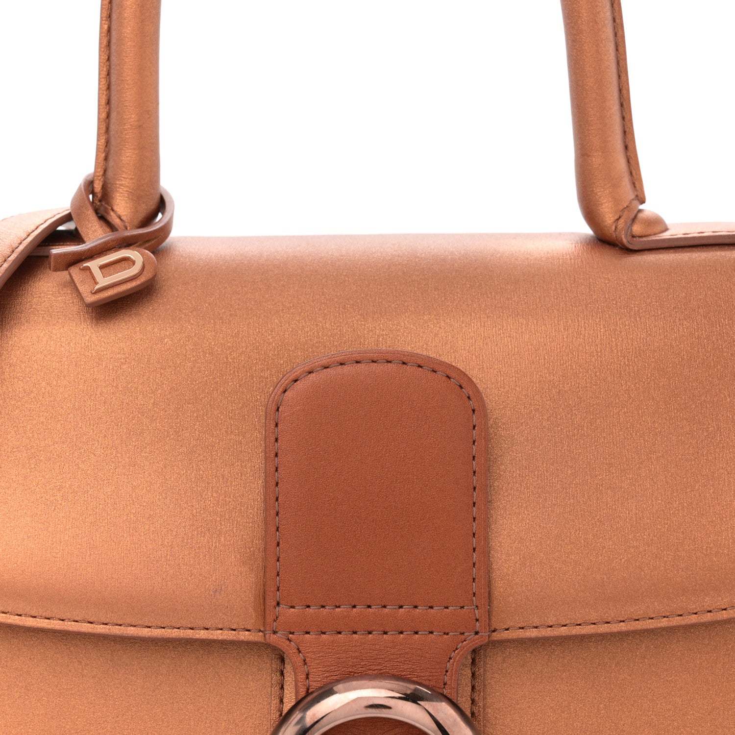 Delvaux Metallic Calfskin MM Brillant Satchel Bronze 9 of 13
